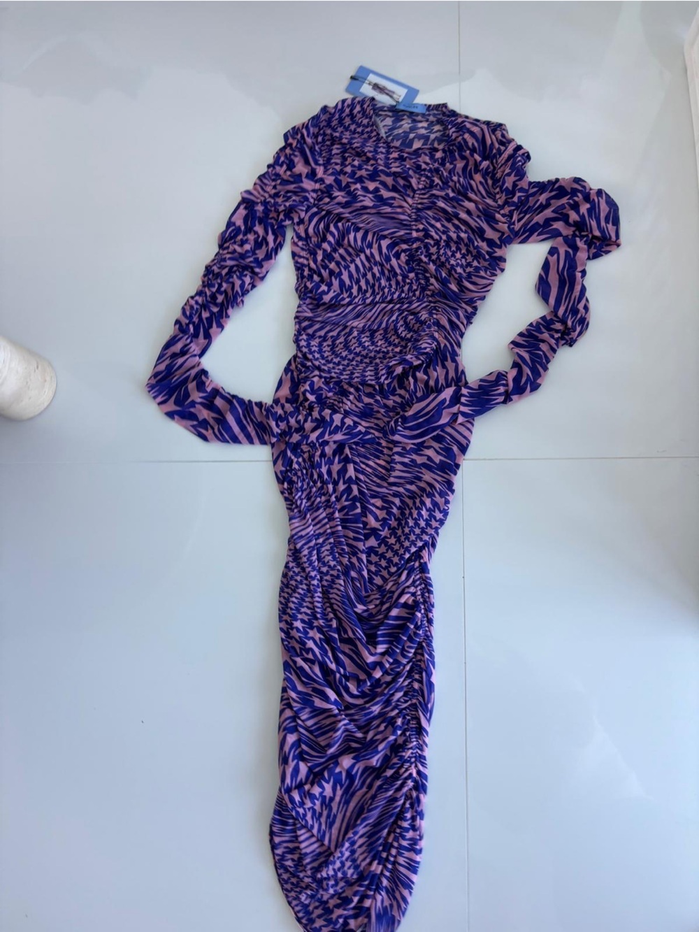 Mugler "Star Ultraviolet" Ruched Halter Dress — NWT